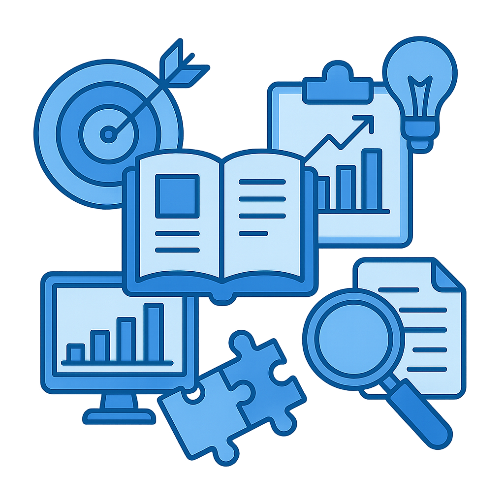 Ilustración del proceso para proyecto de curso en España: selección de tema, estructura académica, análisis de datos y revisión